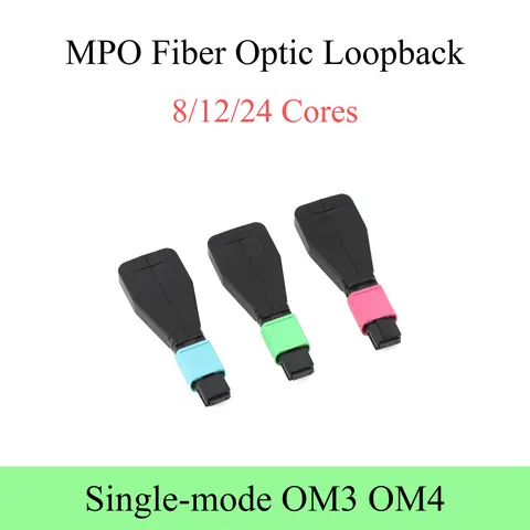 MPO/MTP Fiber Optic Loopback Female Single Mode OM3 OM4 Adapter 8/12/24 Cores Loop Fiber Optical Tester Plug Connector