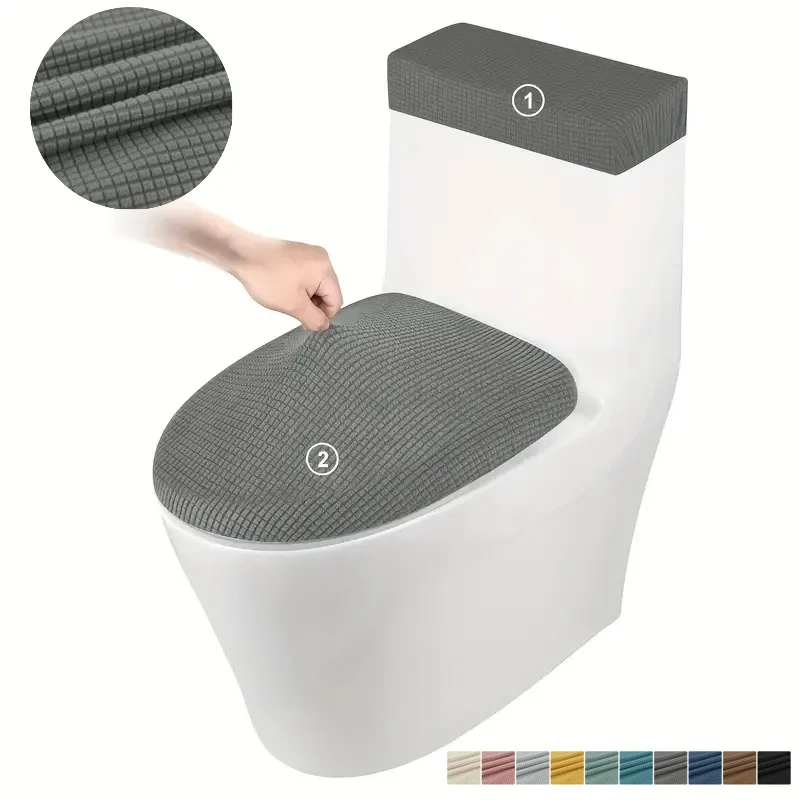 2 teile/satz Jacquard Wc-sitz Schutz Abdeckung Stretch Anti-schmutzig Wc Deckel Tank Deckel Abdeckungen Wc Kissen Matten Hotel bad