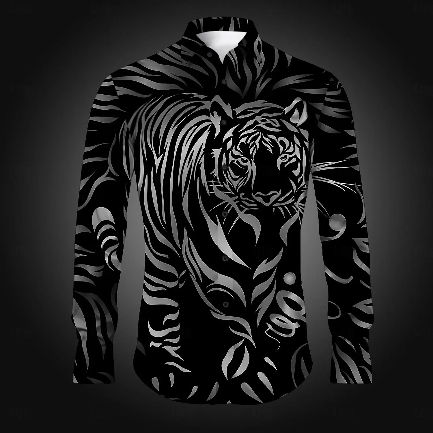 Chemise à manches longues imprimée en 3D pour hommes, chemise tendance confortable, vêtements haut de gamme, Hunter Animal King Tiger, 2024