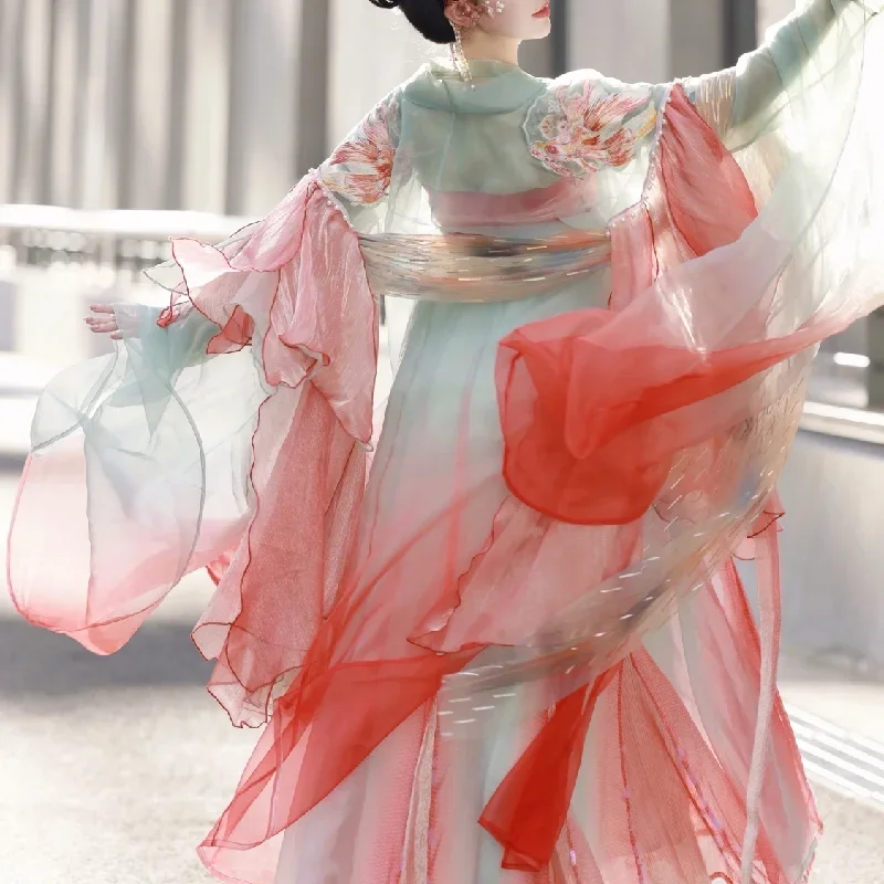 Cosplay Chinese Folk Dance China Dress Hanfu Set Women 2025 New Chinese Traditional Costume Chest-length Skirt Big Sleeve Hanfu