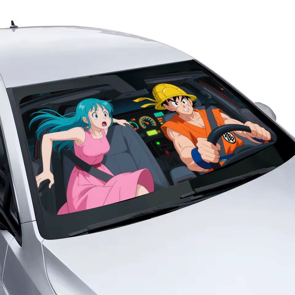 أنيمي لعبة دراغون بول سيارة ظلة الزجاج الأمامي المضادة للأشعة فوق البنفسجية حماية الجبهة الشمس الظل التبريد حامي للمركبة الداخلية