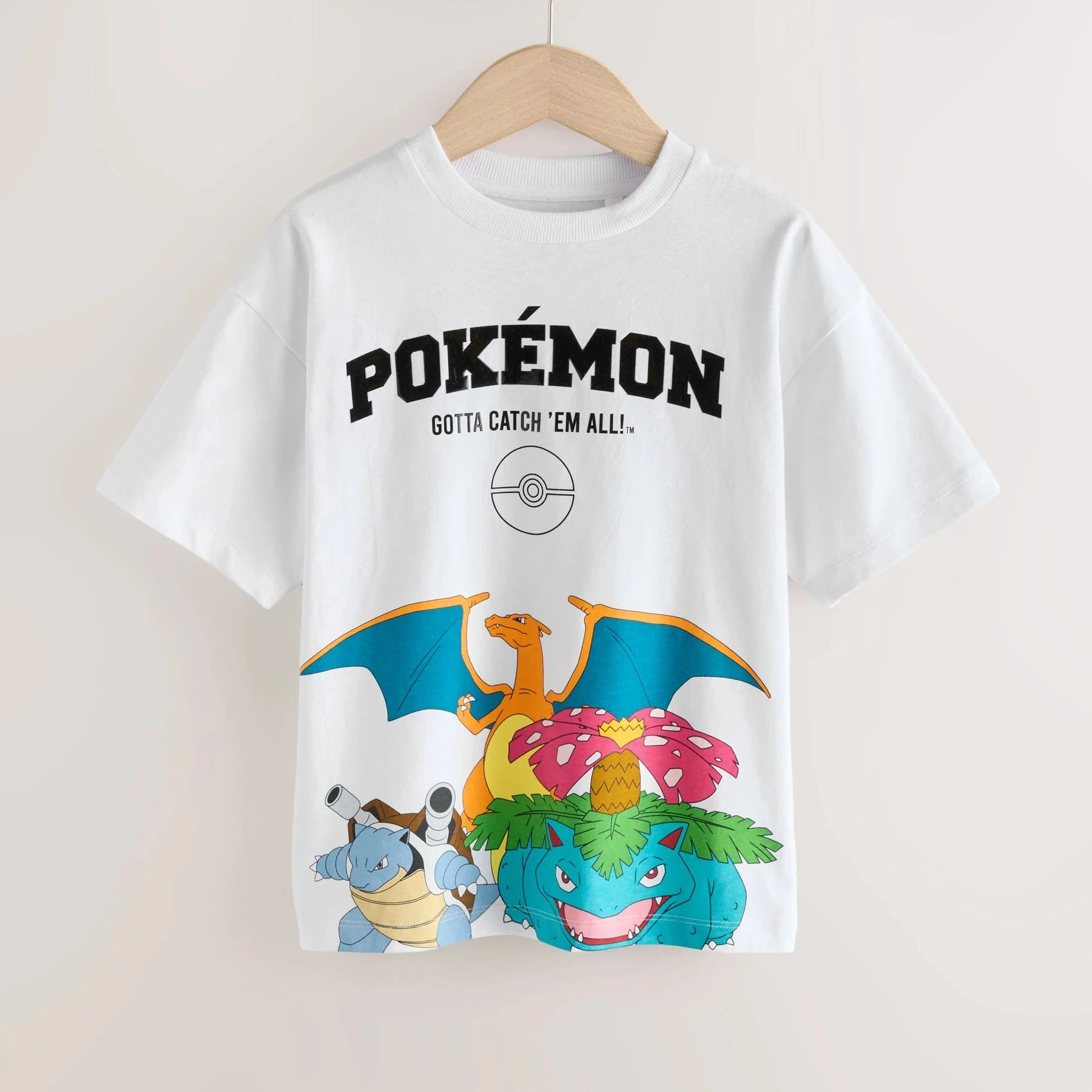 Camiseta gráfica de Pokémon con los monstruos iniciales: Charizard, Venusaur y Blastoise. Camiseta con estampado de Pokémon. ¡Tienes que atraparlos! Camiseta de dibujos animados y anime para mujeres y niños.
