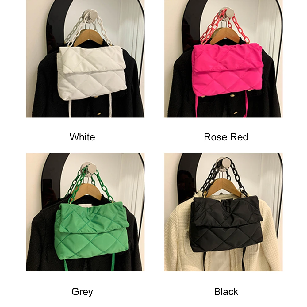 

Квадратные сумки через плечо с цепочкой, повседневные дамские сумки на плечо с клапаном, модные стеганые универсальные зимние вместительные сумки для покупок для девочек
