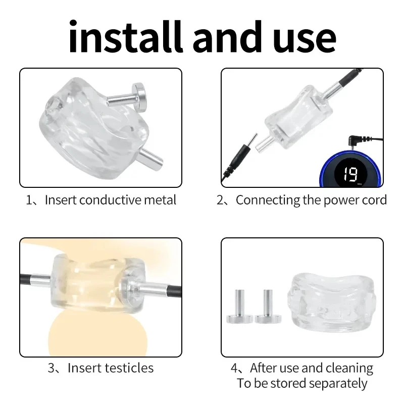 Remote Control Electric Shock Scrotal Bondage Ring Cock Cage Electro Stimulator Penis Massage Time Lock SM Sex Male Chastity Toy