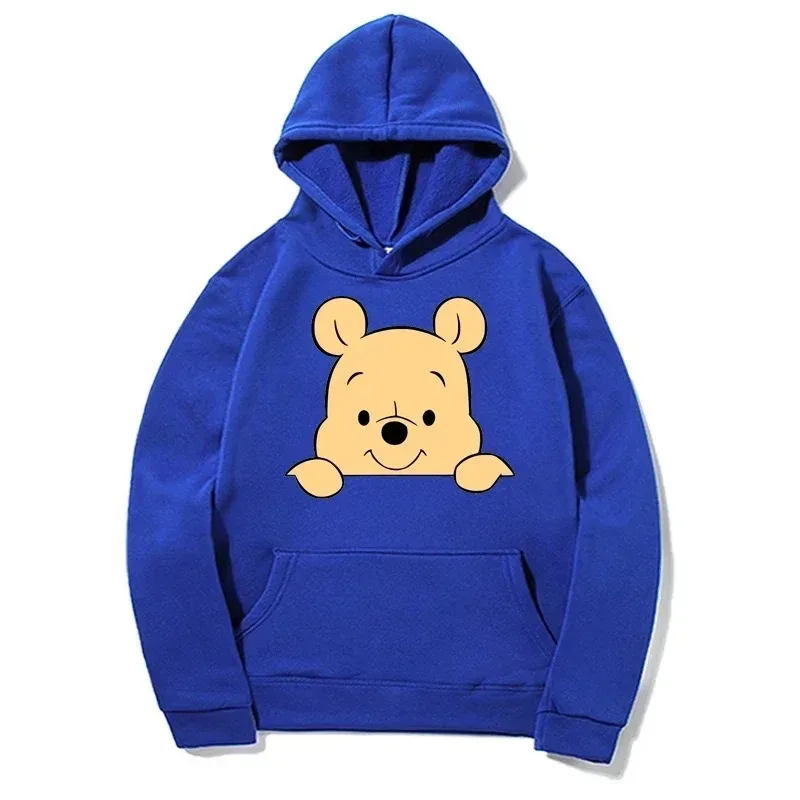 Men Hoodies Pocket Cartoon Character Disney Winnie The Pooh Kawaii Casual Graphics Cozy Popular Male Sweatshirts Autumn Winter