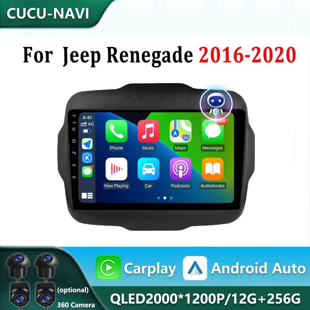 

Android 14 Multimedia Player For Jeep Renegade 2016-2020 Carplay Android Auto Car Radio Stereo 4G Wifi 360 camera head unit DVD