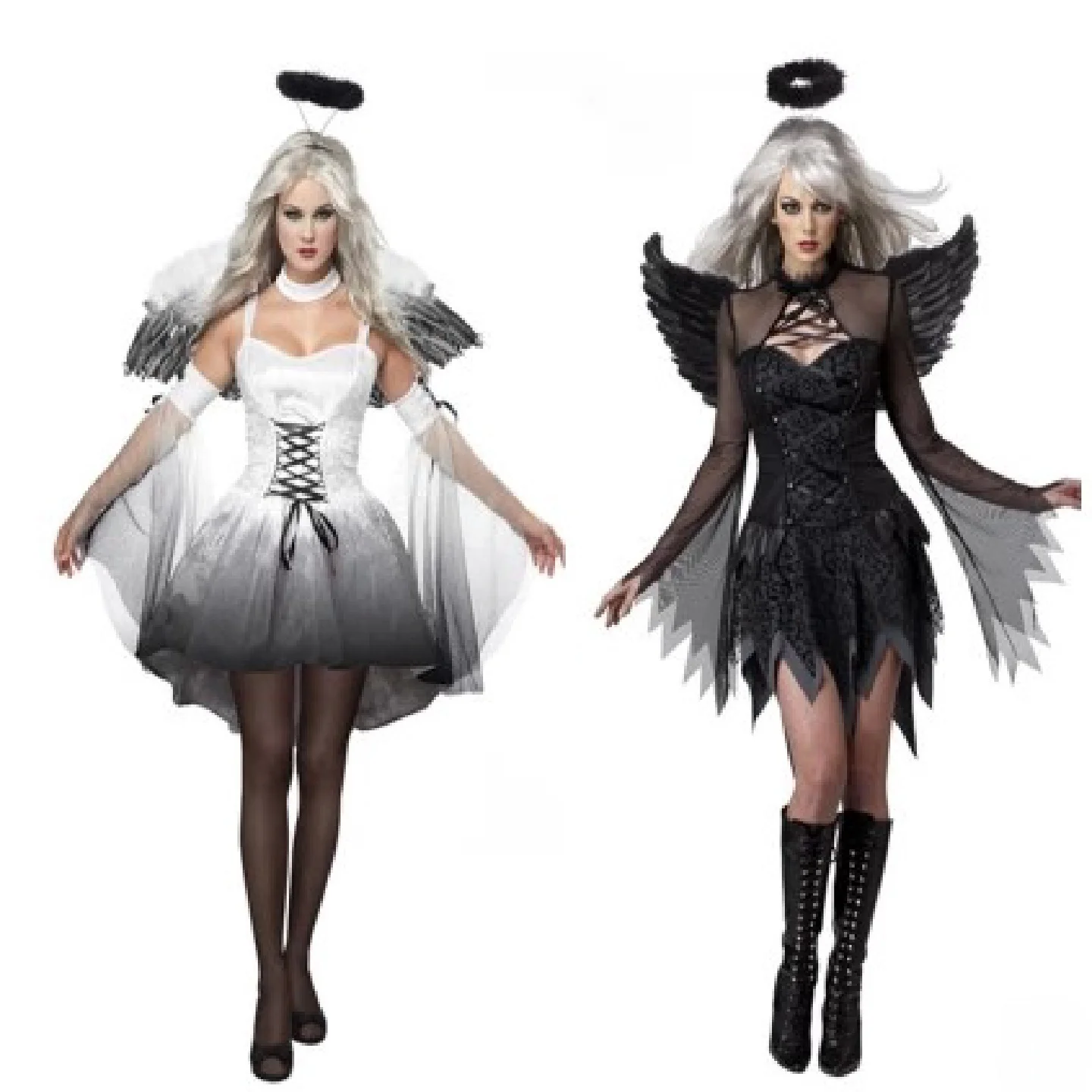 

loween Cosplay Bride Queen Witch Bla Devil White Angel Role-plang Evil Costume Women's Traditional Ethnic Stag...