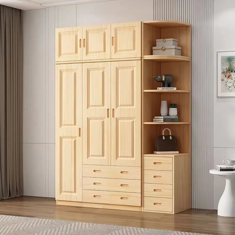 

All solid wood wardrobe household bedroom log simple modern small apartment e****mical
