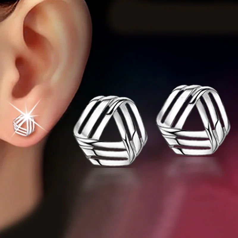 1 Pair Women Temperament Cute Rhyme Flow Earrings Triangle Hollow Out Earrings For Women