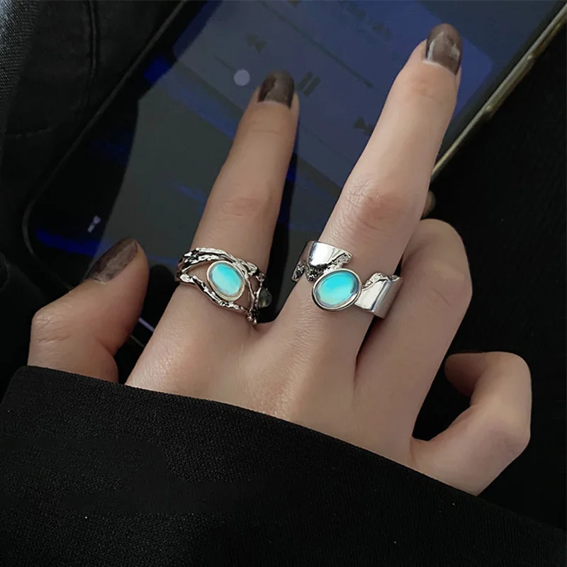 خواتم فوكسانري بلون فضي للنساء ، الأزواج ، التصميم الإبداعي ، الشخصية الأنيقة ، مجوهرات الذكرى السنوية ، الكورية ، الموضة الجديدة #4