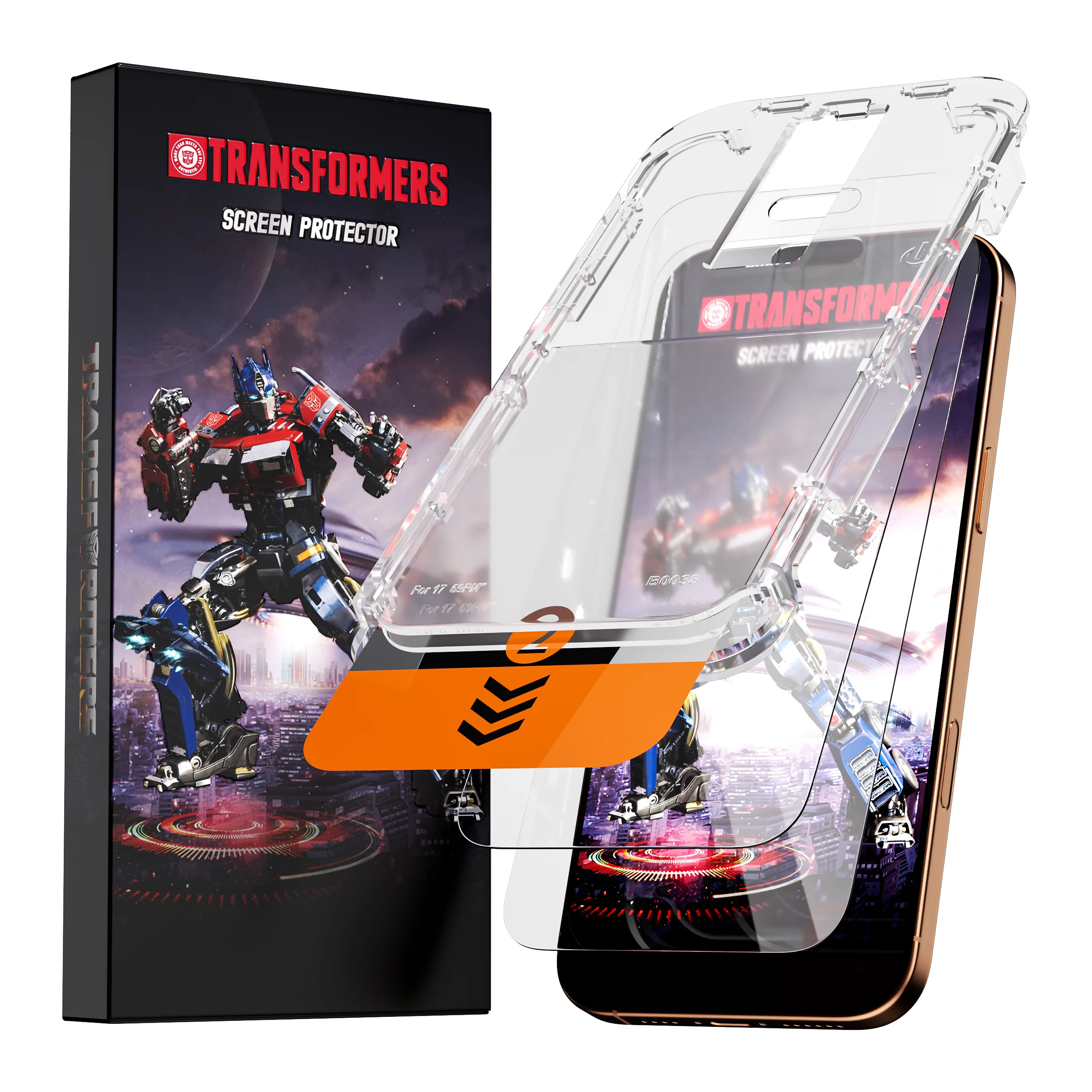 

Transformers Officially Licensed Screen Protector for iPhone, 9H Tempered Glass with Auto-Alignment Installation Tool, HD Clear, Shatterproof, Anti-Fingerprint Shield[2 Pack]