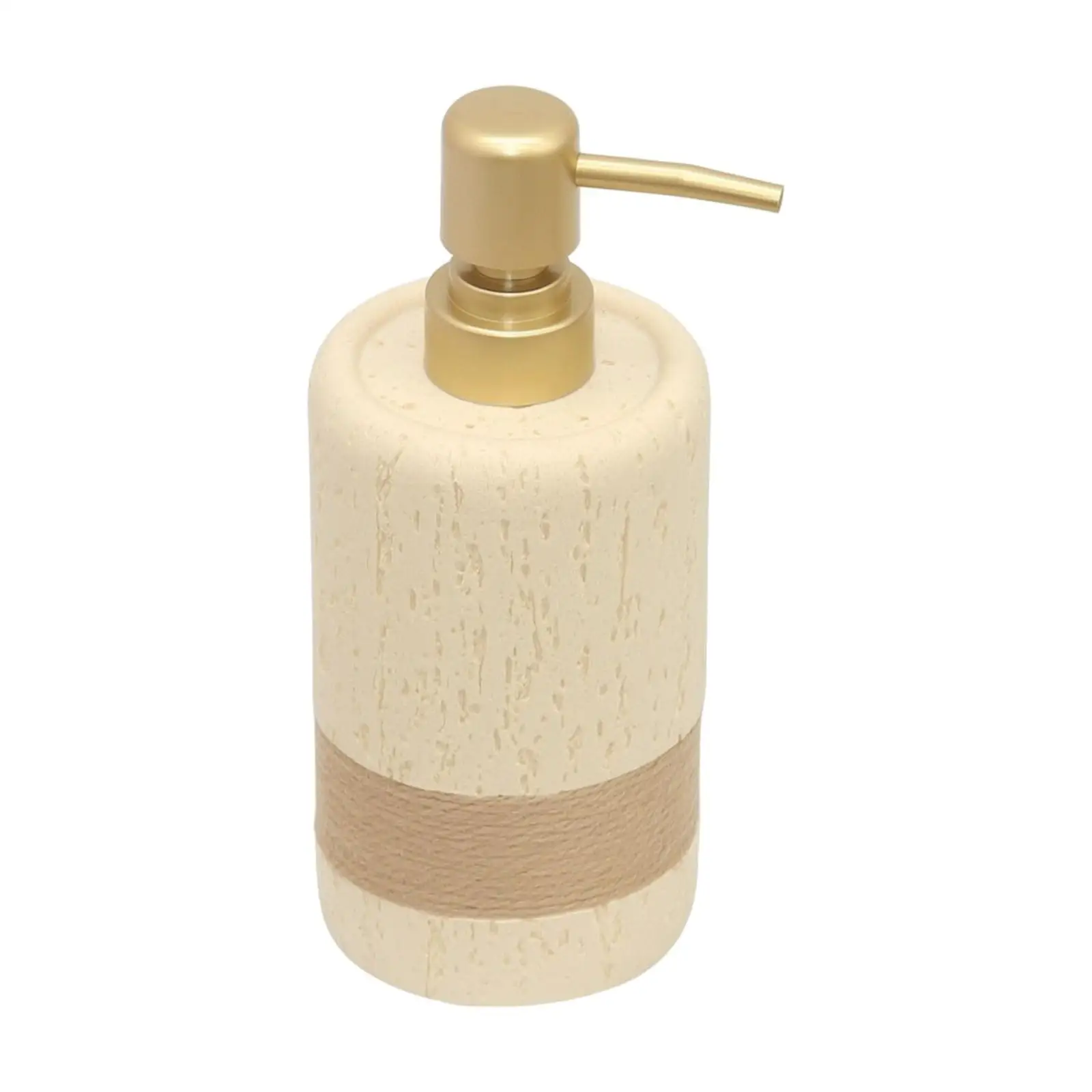 Stone-Textured Soap Dispenser with Jute Band Rustic Press Soap Dispenser for Bathroom Vanity, Guest Bath