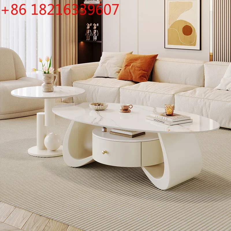 TAO Modern Luxury Coffee Table Nordic Style Glam Oval Beauty Coffee Table Living Room Hidden Storage Table De  Home Furnitu
