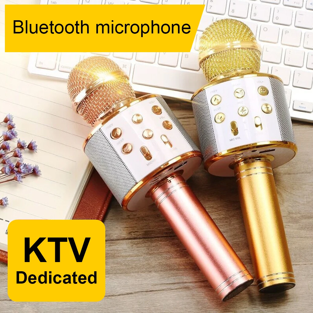 

Bluetooth-compatible Hand Held Adjustable Microphone Portable Professional Volume Adjustment Karaoke Mic Low Delay