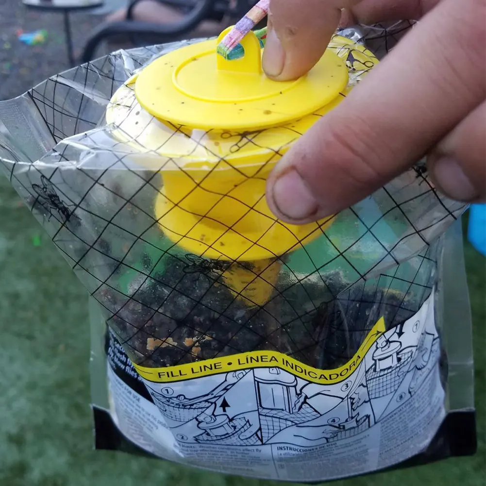 Hanging Fly Trap Bag with Fly Bait Disposable Flies Trap Non-Toxic Mosquito Trap Catcher Fly Wasp Insect Bug Killer for Outdoor