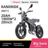 RANDRIDE DM711 Electric Bicycle Dual Motor 500W*2 48V20Ah Battery 20 Inch 4.0 Wide Tire Adult Bicycle