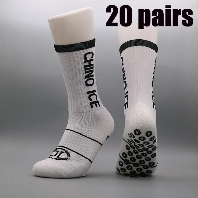 

20 пар мужских футбольных носков с противоскользящим покрытием, нескользящие спортивные носки с амортизирующими вставками для футбола/баскетбола