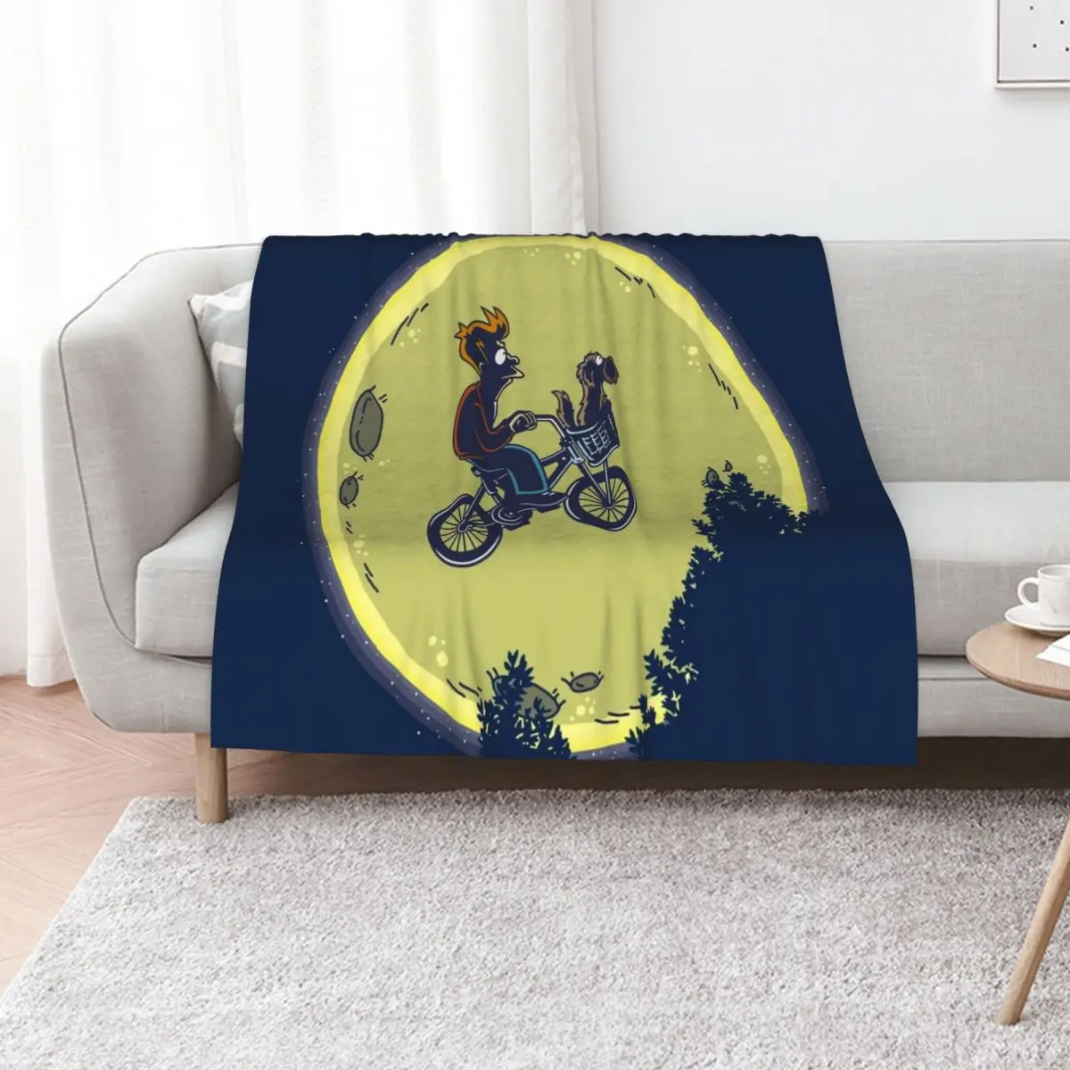 Fry me to the moon Throw Blanket Moving For Sofa Thin Polar Shaggy halloween Decorative Sofa Blankets