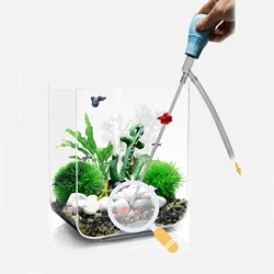 Fish Tank Cleaning Siphon Pump Manual Aquarium Water Exchanger Siphoning Fish Tank Waste Remover with Suction Defecation Tubes