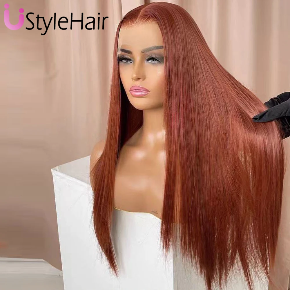 Черные парики UStyleHair для женщин и девушек, длинные шелковистые прямые волосы, синтетические кружевные передние парики, термостойкие, для ежедневного использования, для косплея