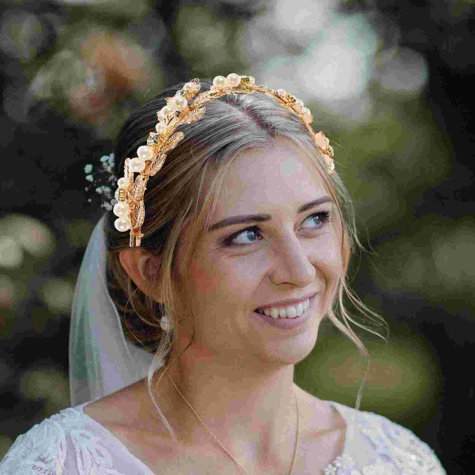 

Baroque Alloy Leaf Headband Goddess Headpiece Flower Girl Wedding Jewelry for Bride Bridal Headpieces Crown Miss