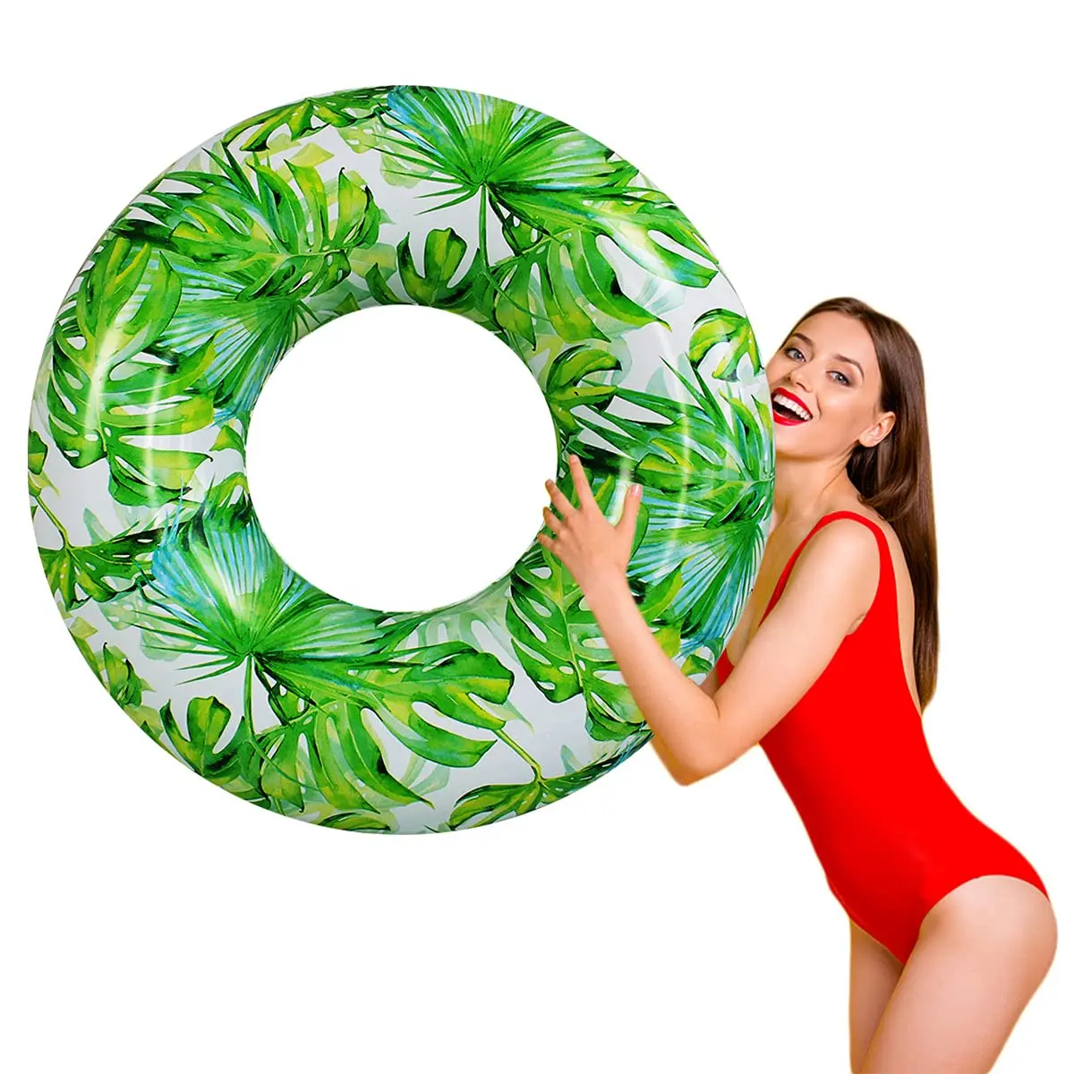 Summer Beach Swimming Raft Swimming Pool Party Swimming Circle PVC Inflatable Leaf Swimming Ring Water Fun Party Decorations Toy