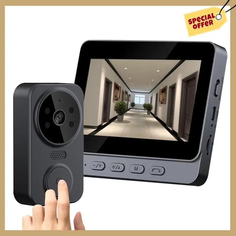 Timbre de vídeo con cámara nocturna HD, USB C, 2,4 Ghz, voz bidireccional, 1080P, lente gran angular, timbre de vídeo para casa y apartamento
