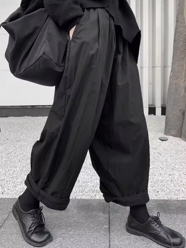 Casual Fce Lined Straight Leg Wide Leg Pants Women's Autumn Winter Loose Fit Comfortable Straight Cut Pants Japanese Sle