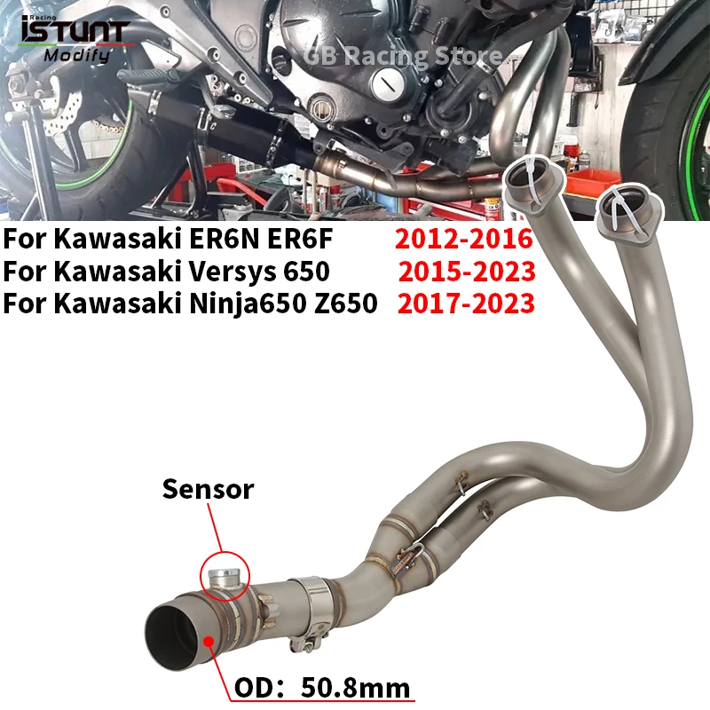 

Slip on For Kawasaki ER6N ER6F Versys 650 Z650 Ninja 650 Motorcycle Exhaust Escape Full System Muffler Modified Front Link Pipe