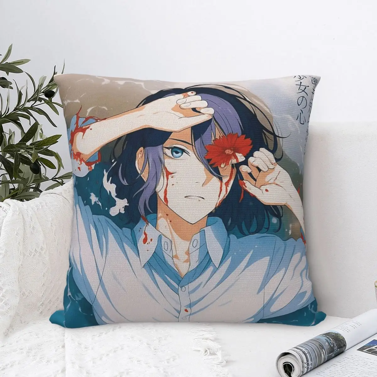 Chainsaw Man Reze Arc Movie Anime Pillowcase Printing Polyester Cushion Cover Gift Throw Pillow Case Cover Home Zippered 40*40cm