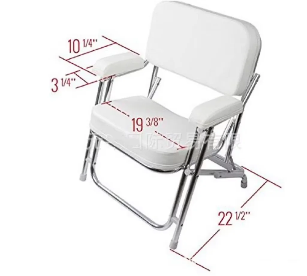 White Folding Marine Deck Chair Double Leg Stainless Steel 304 Aluminum Alloy Frame For Boat Yacht Accessories