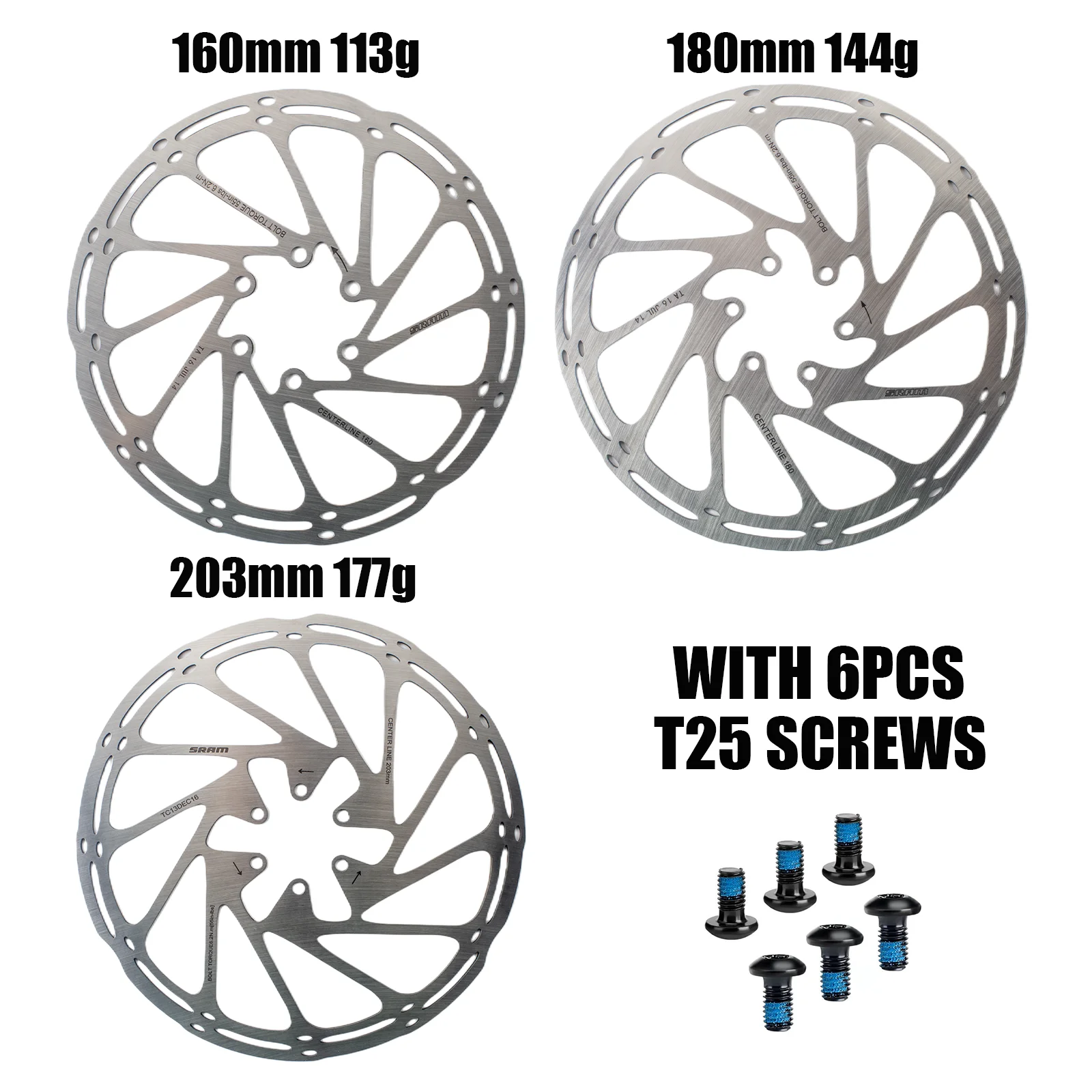 2PC SRAM Centerline Disc Brake Rotor 160 180 203mm Stainless Steel Hydraulic Brake Disc for MTB Road Bike Electric Scooter Parts