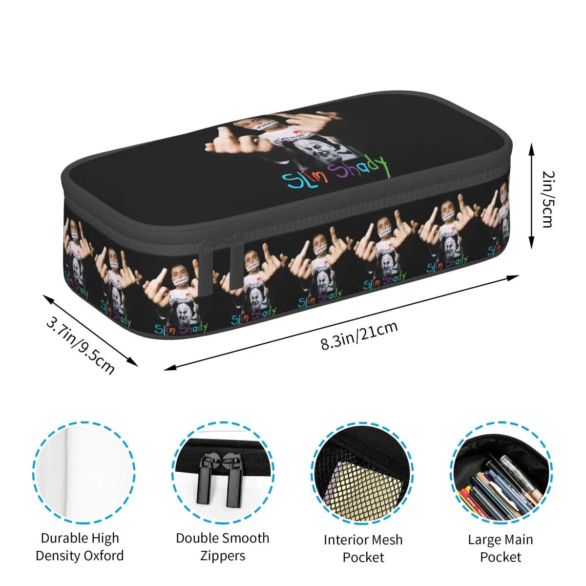 

Famous Rapper Eminem Pencil Cases Pencil Pouch Storage Stationery Supplies Large Storage Pen Box Pencil Bag for Students