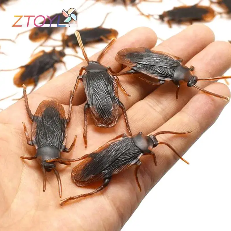 

10pcs/lot Special Lifelike Model Simulation Fake Rubber Cock Cockroach Roach Bug Roaches Toy Prank Funny Trick Joke Toys