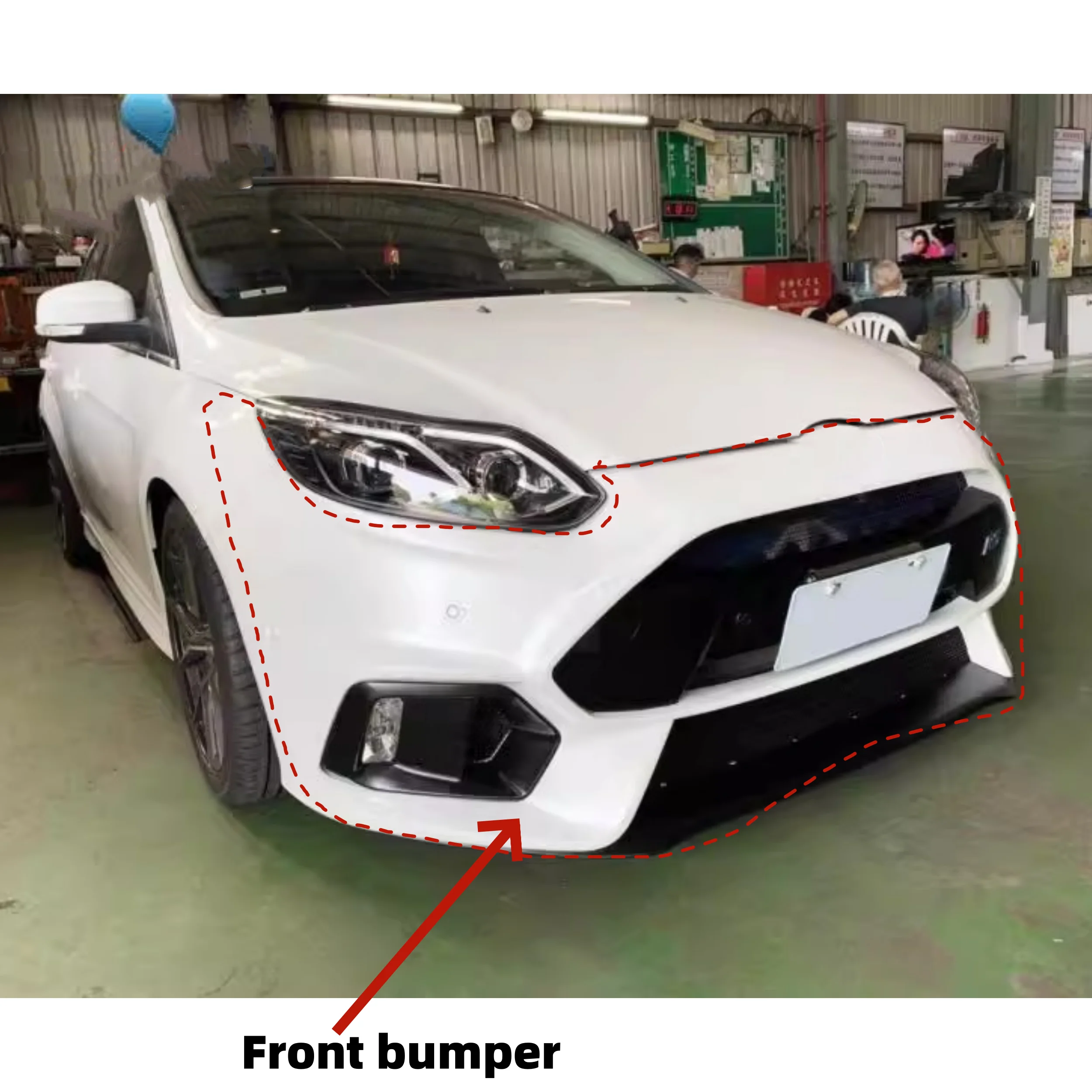 

Body Kit for Ford focus 2012 modified to RS 15-18 style Surround Front bumper Rear bumper Side skirt Tail wing Car Accessories