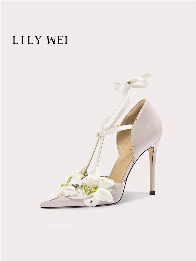 

Весенние и летние шелковые босоножки с вырезами и бисером, на тонком высоком каблуке, широкая версия, для банкетов, большие и маленькие размеры, женская обувь