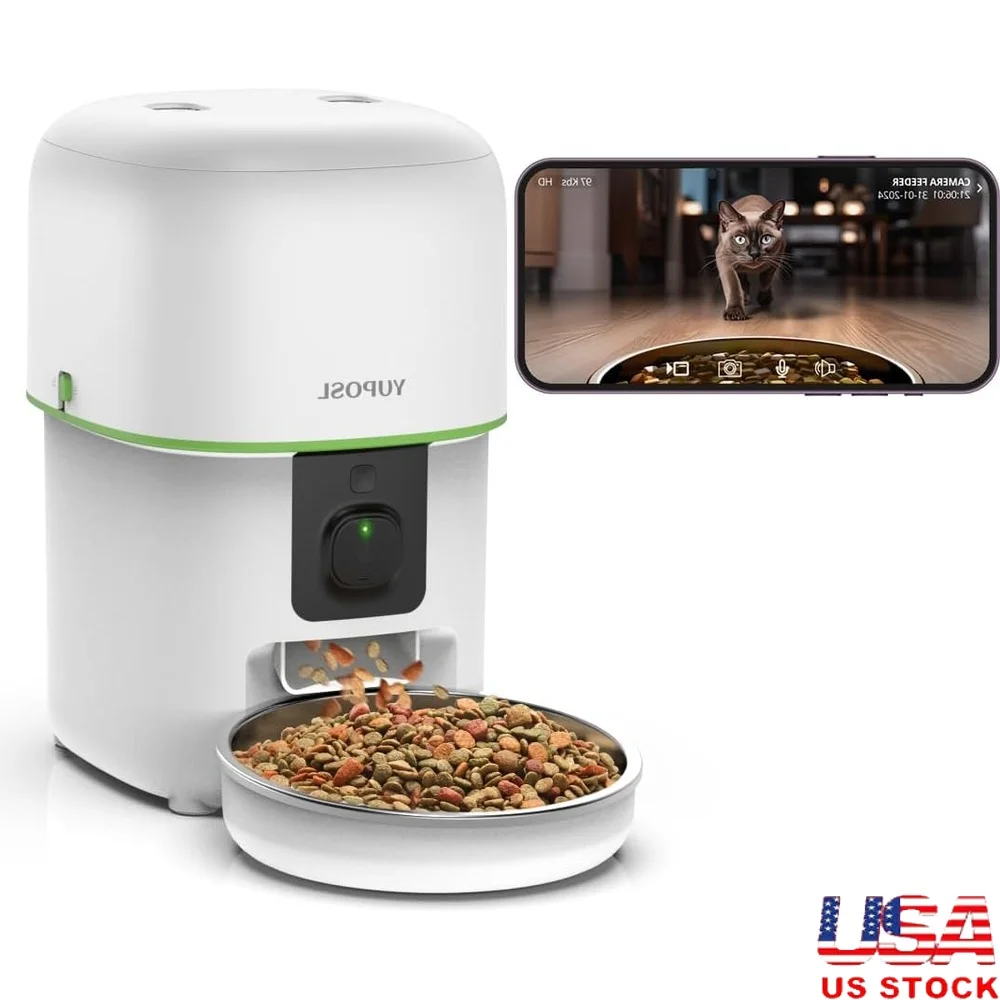 

Automatic Cat Feeder with 1080P HD Camera 5G WiFi Night Vision 1-15 Meals 1-99 Portions Two Way Audio Smart App Control