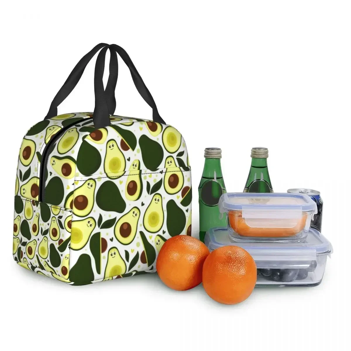 Bolsa de mano con estampado de aguacate y fruta vegana para mujer, fiambrera térmica para comida, nevera para el trabajo escolar, bolsas de Picnic de viaje