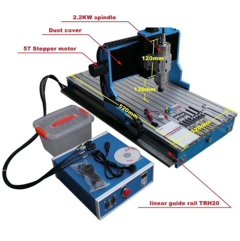 CNC Router 3040L 2200W  3 Aixs 4Axis Metal Engraving Machine Linear Guideway Support USB LPT Interface 0-24000r/min