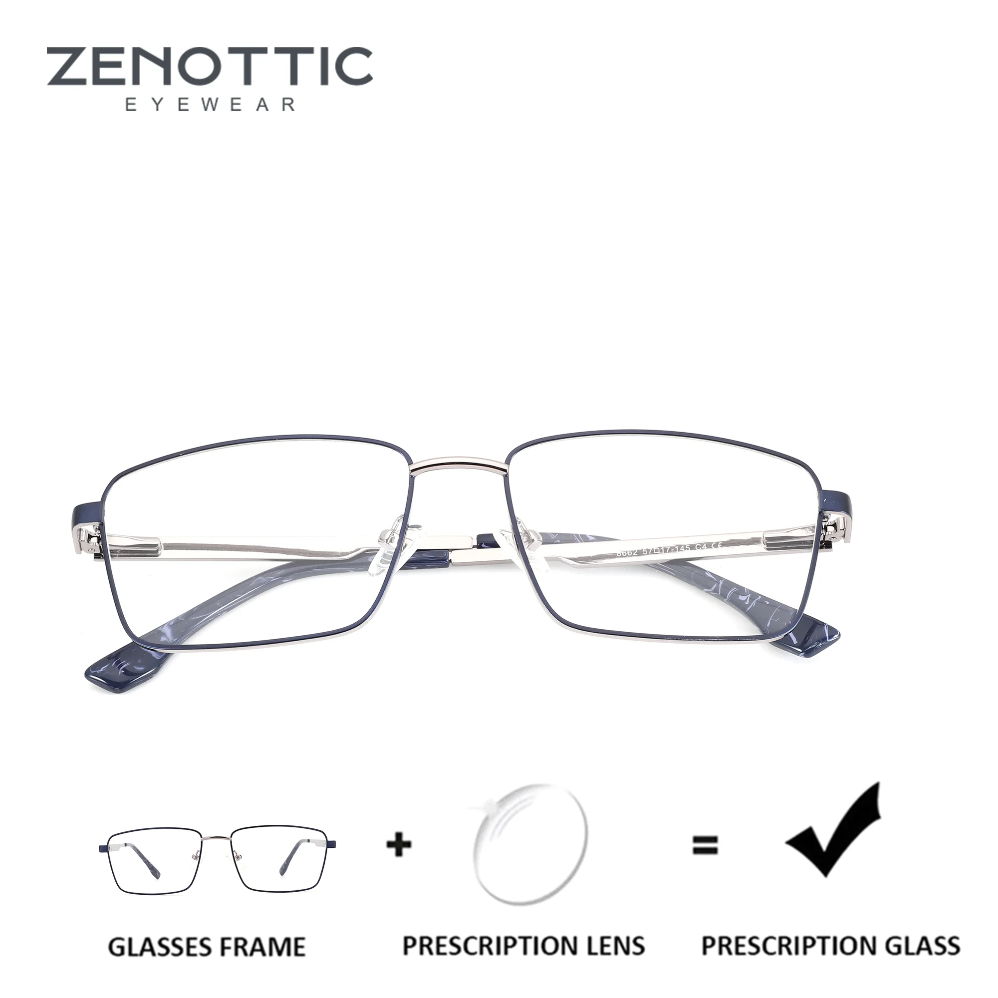 

ZENOTTIC (размер L) Металлические квадратные очки для мужчин с диоптриями, оптические очки для коррекции близорукости, прогрессивные медицинские линзы с защитой от синего света