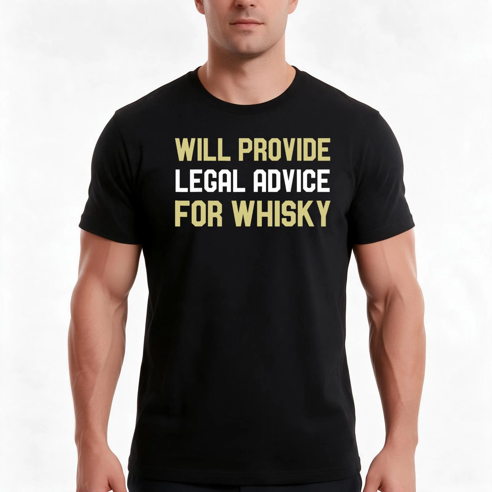 Will Provide Legal Advice For Whisky funny T-Shirt, Summer Casual Cotton Tee, Oversized Streetwear Tops, Vintage Graphic Print