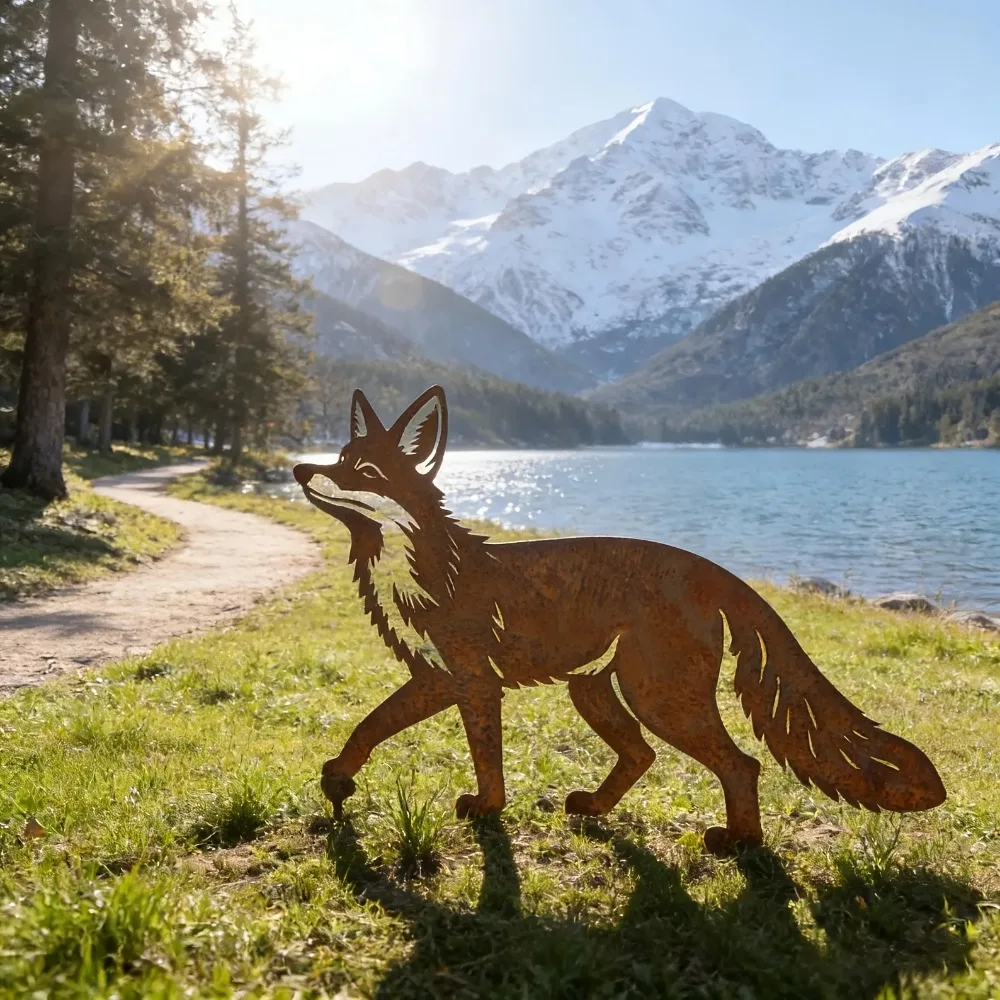 

Rustic Metal Fox Garden Stake, Vintage Yard Art Decor, Outdoor Patio Accent