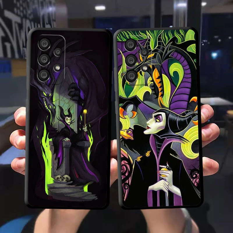 Cartoon Disney Maleficent Phone Case For Samsung A73 A72 A71 A53 A52 A51 A42 A32 A23 A22 A21S A13 A12 Black Soft Cover