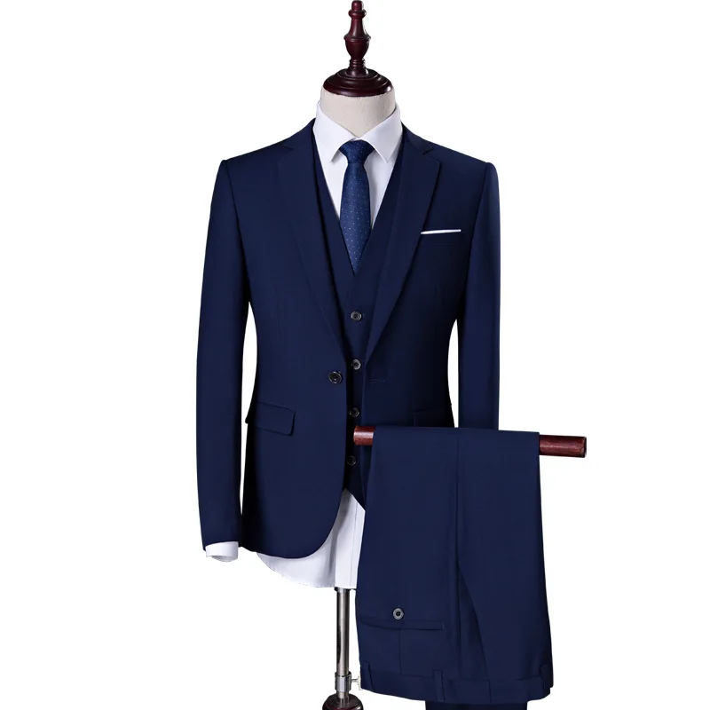 M24205 Men's suit three-piece suit formal suit men's slim fit British style wedding groom host foreign trade cross-border