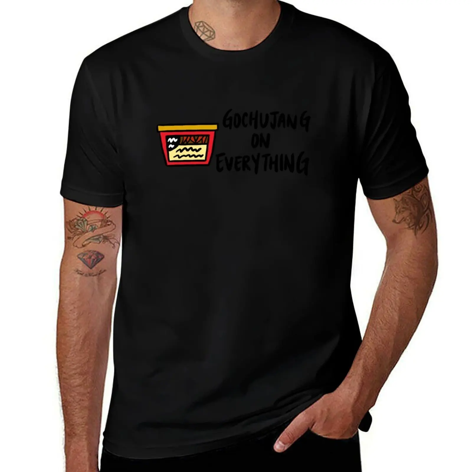 Gochujang en todo (pasta de chile rojo coreano), contenedor de pasta de chile rojo, camisetas divertidas, camiseta de humor oscuro