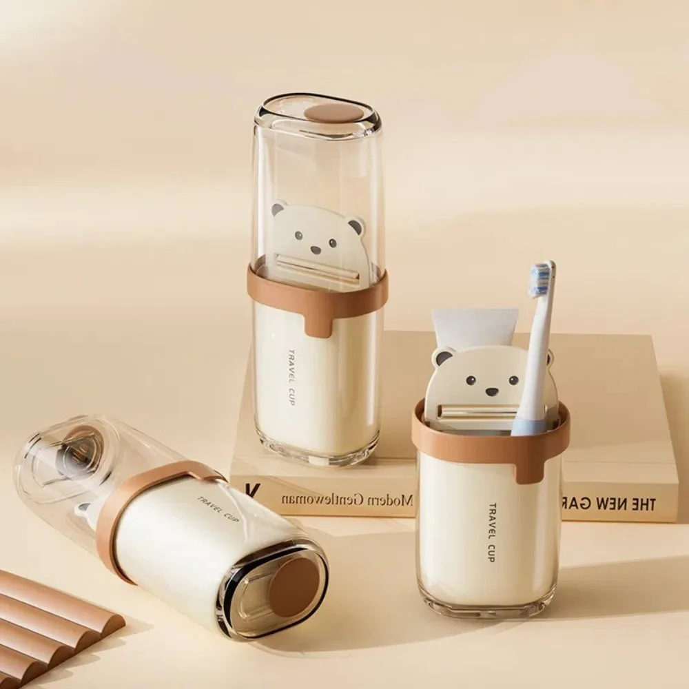

Cartoon Portable Toothbrush Cup Eco-Friendly Non-Slip Travel Brush Cup High-capacity Plastic Couple Gargle Cup