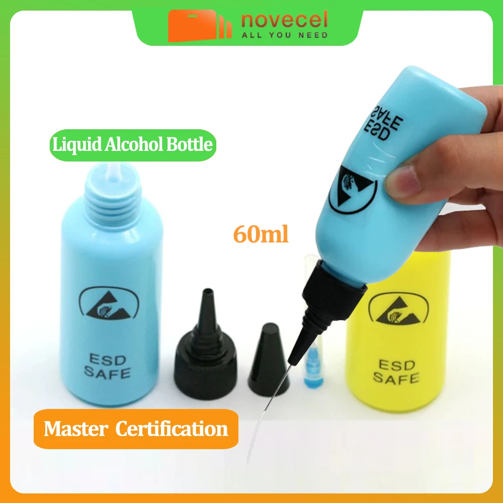 Novecel 60ml Needle Tip Soldering Clear Liquid Flux Alcohol Oil Dispenser Container Bottle For Phone Cleaning Welding Repair