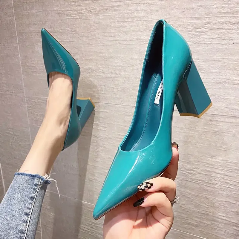 Buty damskie Pointed Toe Sexy Super High Heel Shallow Ladies Footwear Office Square Heels on Offer Chic Point Comfortable A E