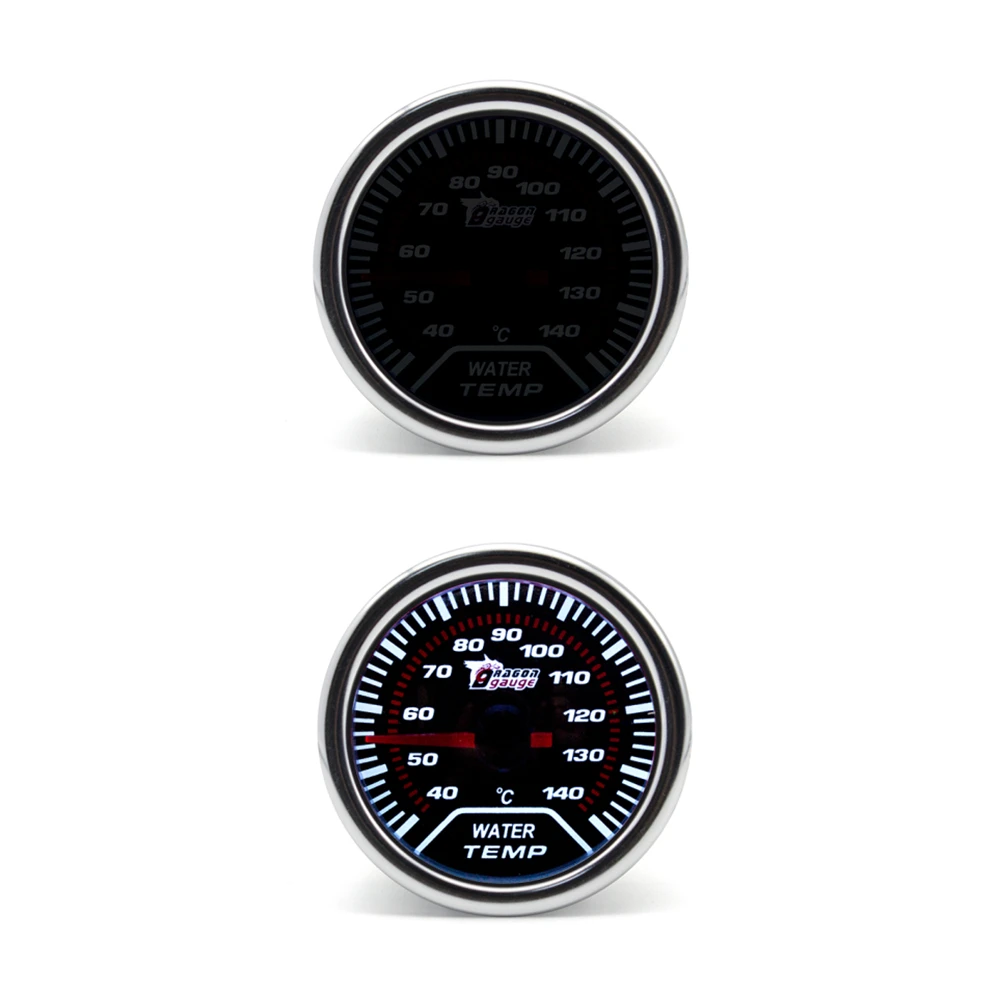 52mm Car Water Temperature Gauge 40~140 ℃ With 1/8NPT Water Temp Sensor Water Temp Joint Pipe Sensor Adapter 26~40mm Car Meter