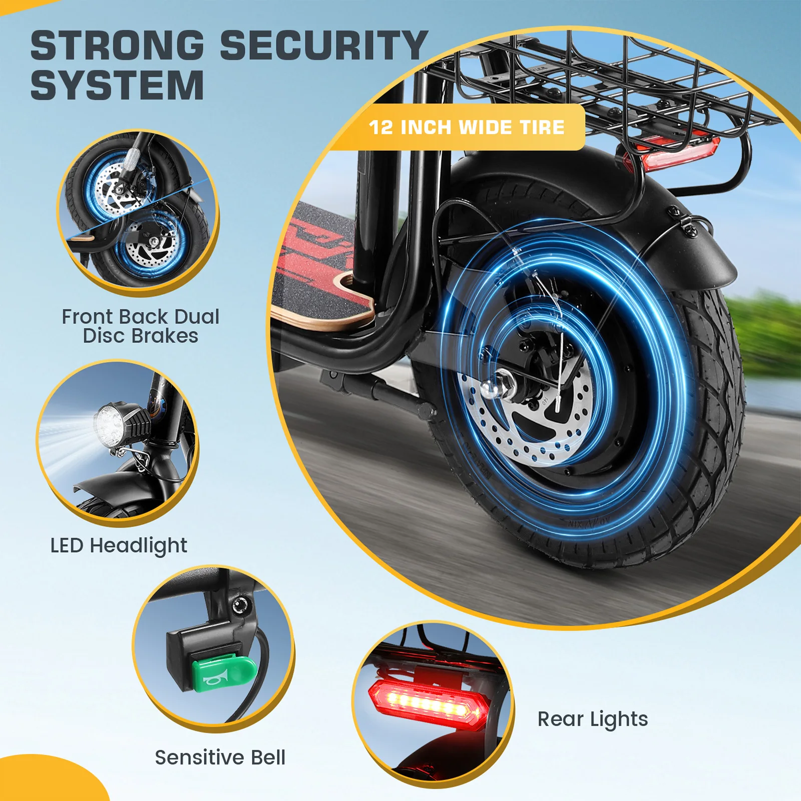 سكوتر كهربائي CAROMA Peak 819W مع مقعد للأطفال، نطاق 25 ميلًا، سكوتر E قابل للطي للكبار، UL2272 ضمان لمدة سنة واحدة #5